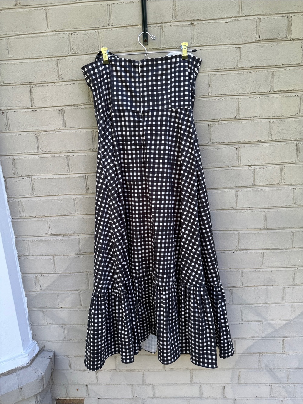 Anthropologie Hutch Strapless Black & White Gingham Midi Dress Size 10 Pockets - Picture 12 of 16